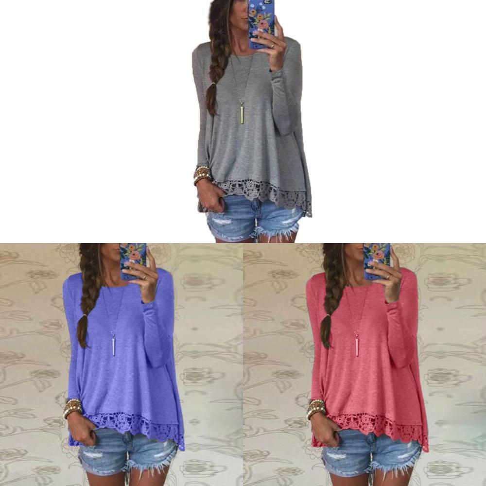 Comfortable Femme Blouse Manches Longues With Feminine Lace Touch In Durable Cotton Material