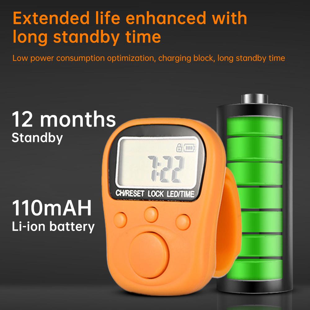 Adjustable Finger Ring Electronic Counter 7-Channel Backlit Function Counter with Locking Rechargeable Counter