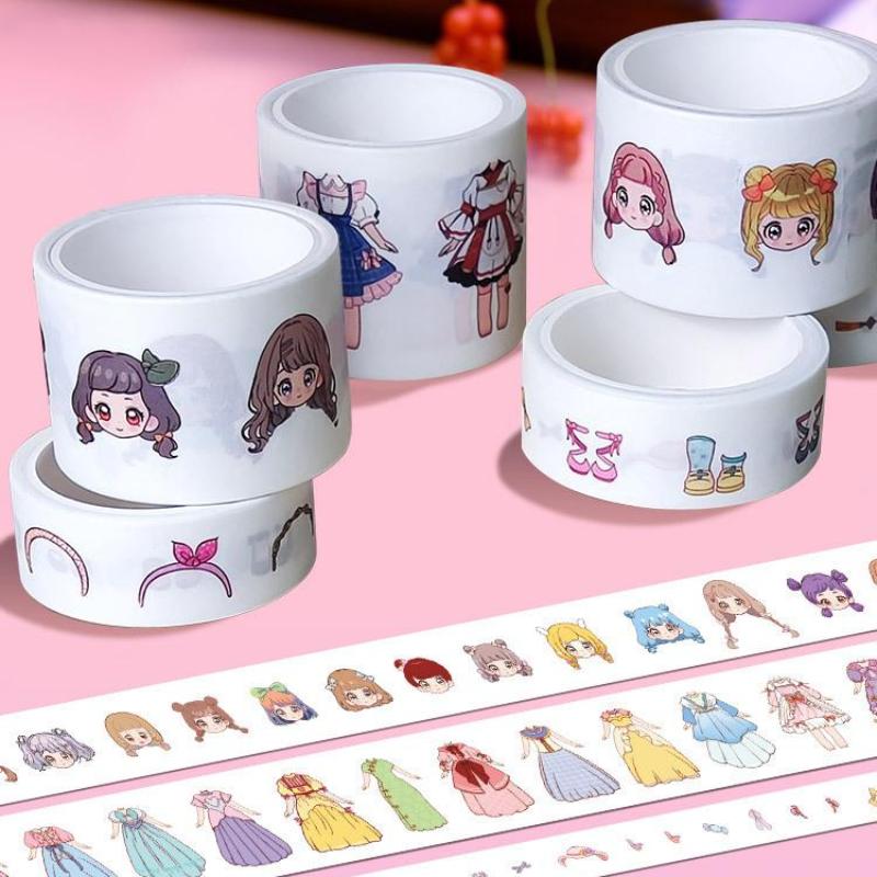 Cute Princess Dress Up Waterproof Sticker Girl Cartoon Washi Tape Set Cute Children'S Handbook Character Decoration Sticker