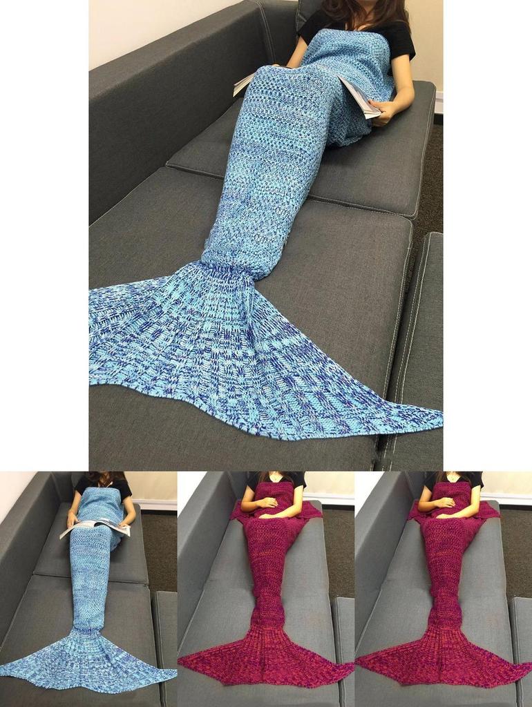 Mermaid Tail Throw Blanket With Acrylic Material For Spring And Autumn Comfort