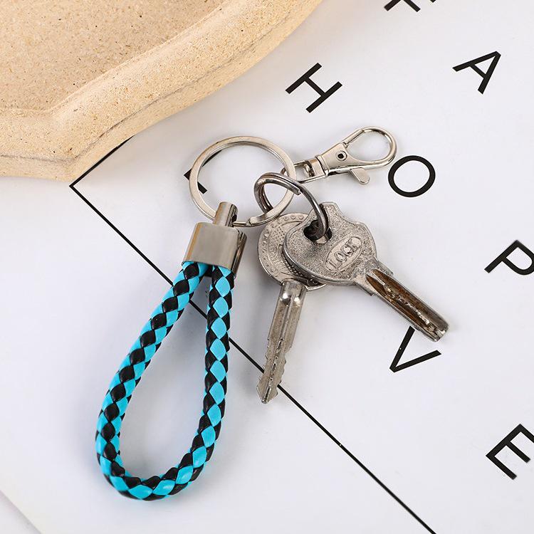 Braided Leather Car Keychain - Unisex Waist-Hanging Bag Charm Keyring