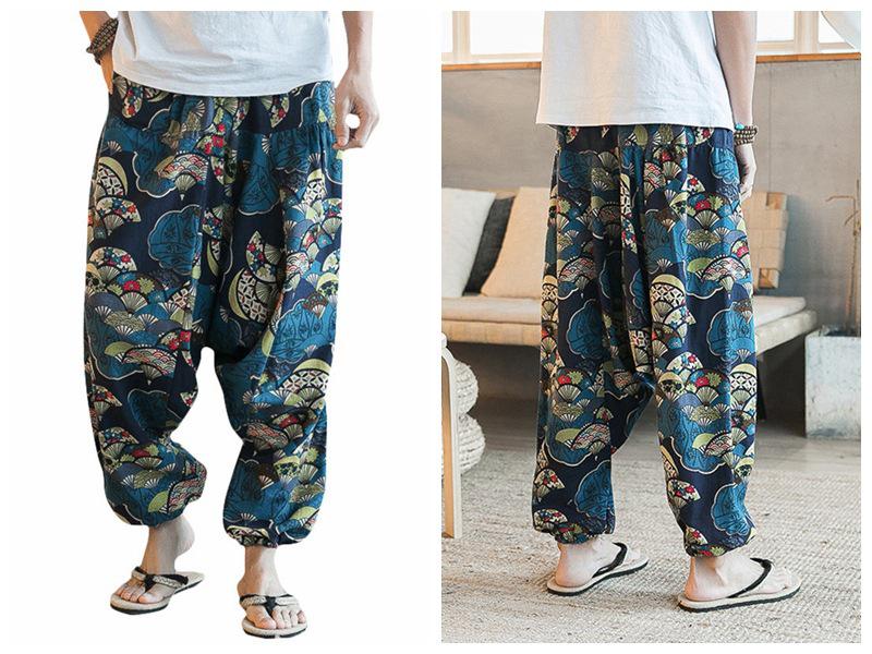 2021 Men's Loose Harem Pants, Cotton Linen, Plus Size, Wide Leg