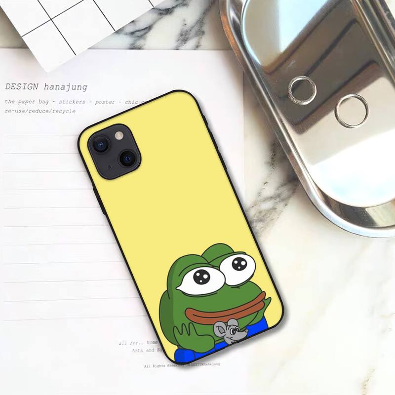 Trauriger lustiger Frosch Pepe Mann Frosch Telefonkasten für iPhone 11 12 Mini 13 14 15 Pro XS Max X Plus SE XR Shell