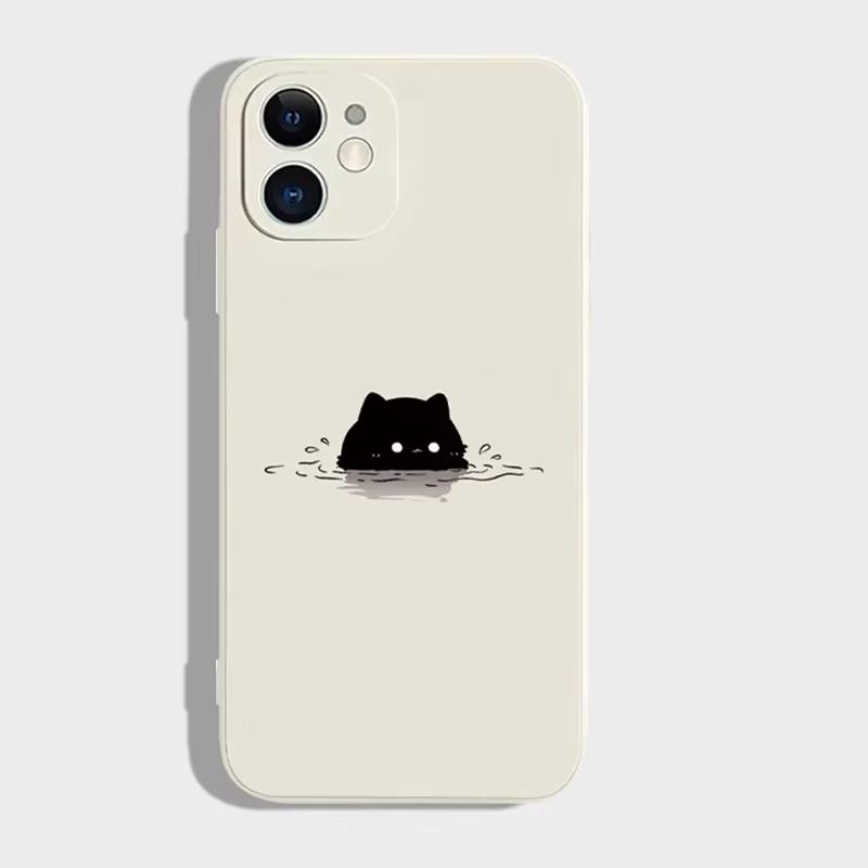 Funny Black White Cat Lovers Couple Phone Case For iPhone 16 15 14 13 12 11 Pro Max XS X XR 7 8 SE Silicon Paired Cover Funda