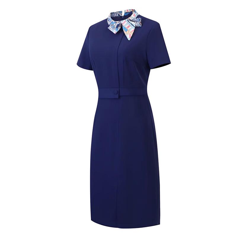 Toluoman Damen Marineblaues Professionelles Bleistiftkleid