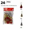 24st Mini Röda Julkulor Hänge Guld 2cm Plast Hängande Kula Plast Julgranshänge Gåva