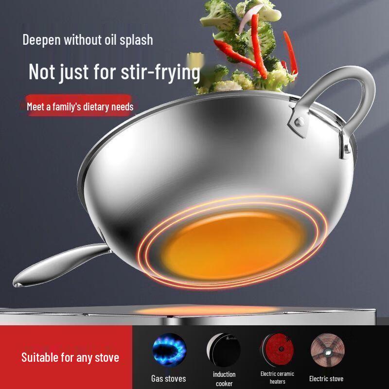 32CM 304 Stainless Steel Wok