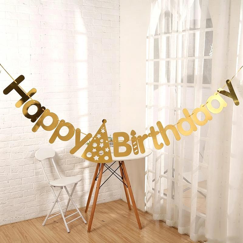 Complete Happy Birthday Decor Kit Colorful Letter Banner Hat Garland for Baby Shower Birthday Party Decorations