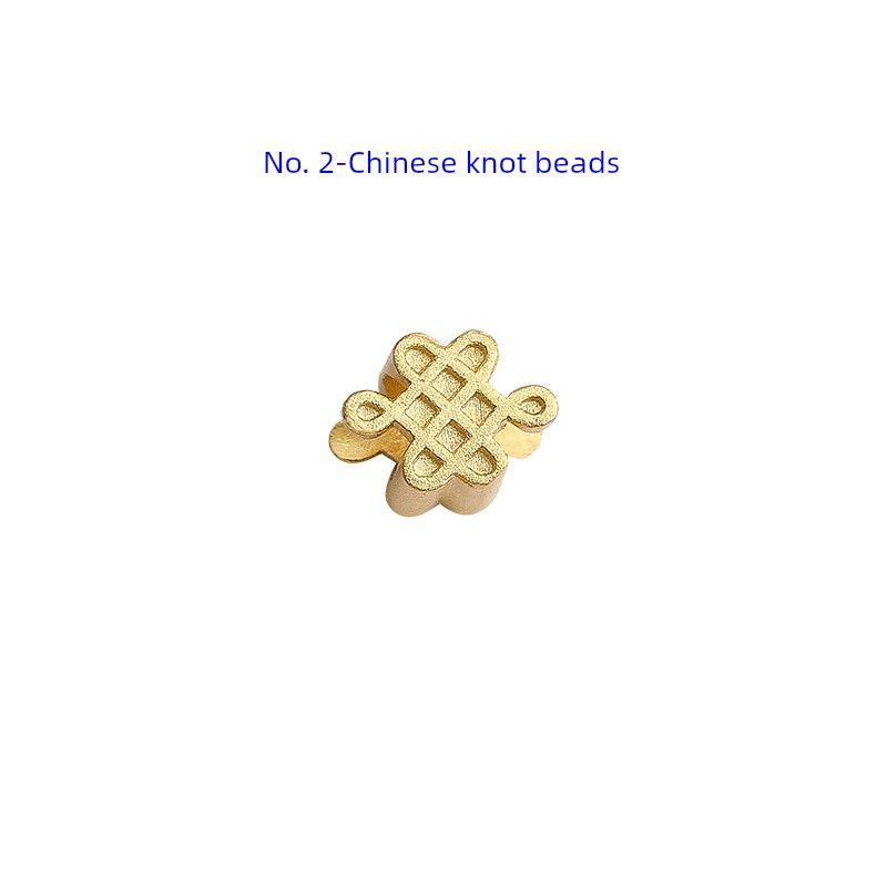 

S925 Ancient Gold Large Hole Lucky Word Ruyi Spacer Beads Lucky Beads Scattered Beads Bracelet Wrist String Handmade Beaded DIY Material No. 2-Chinese knot beads