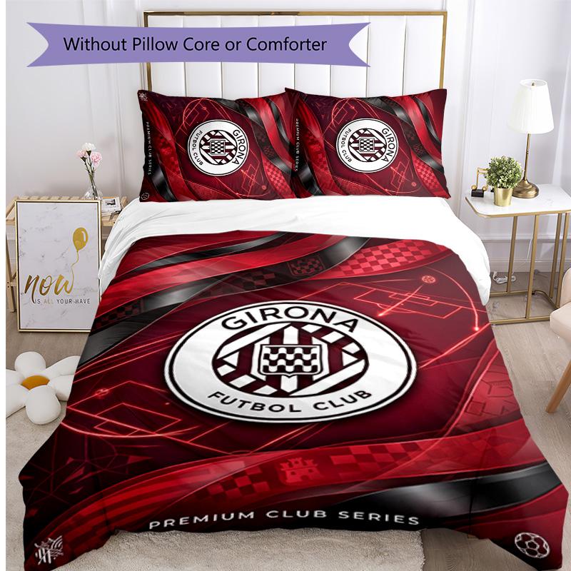 Girona FC Printed 3PCS Bedding Set Breathable Duvet Cover with Pillowcases Decorative Bed Linen for Bedroom Home