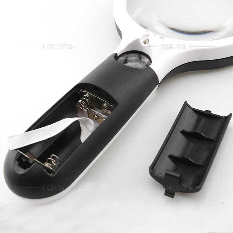 Handheld Magnifying Glass 120Mm for Elderly Reading and Appreciation 4Led Magnifying Mirror Female Double Mirror Surface