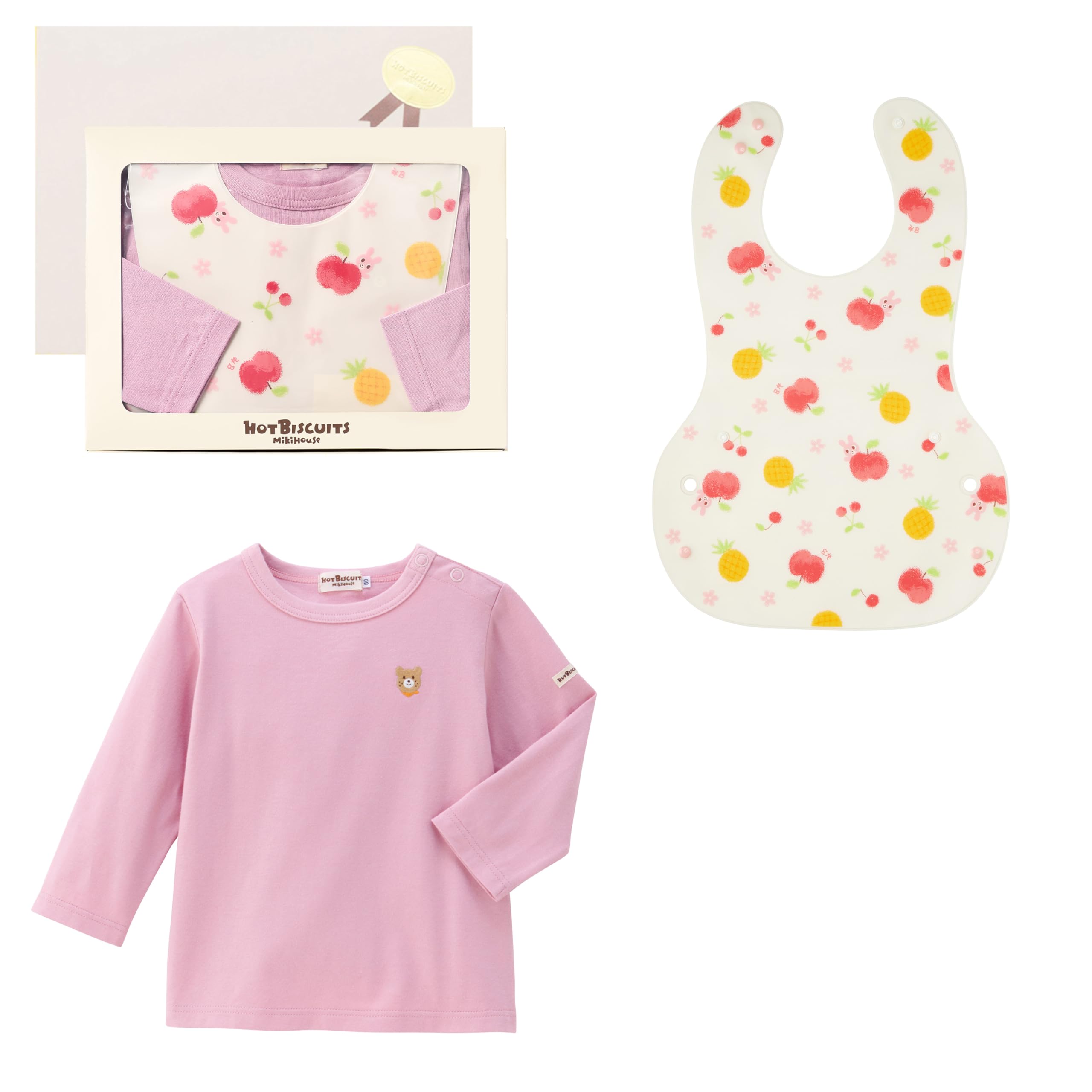 

MIKI HOUSE HOT BISCUITS T-shirt & Bib Gift Set, Boys & Girls Baby & Kids Clothing, Red, Size Unavailable, 74-9951-144