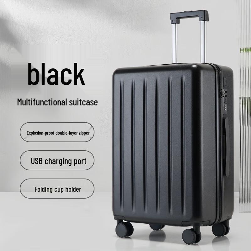 

TianYin Double-Layer Zipper Hardside Luggage with USB Port 26 inch