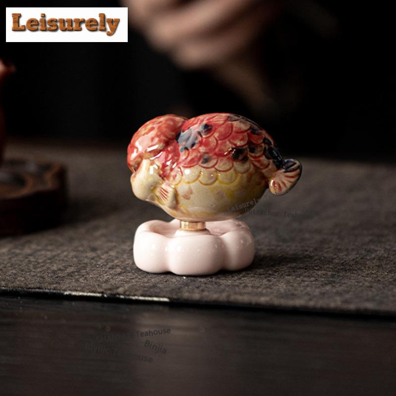 Koi Fish Rotating Tea Pet Boutique Lucky Model Tea Figurine Play Toys Tea Statue Ornaments Can Be Raised Supplies Decoration
