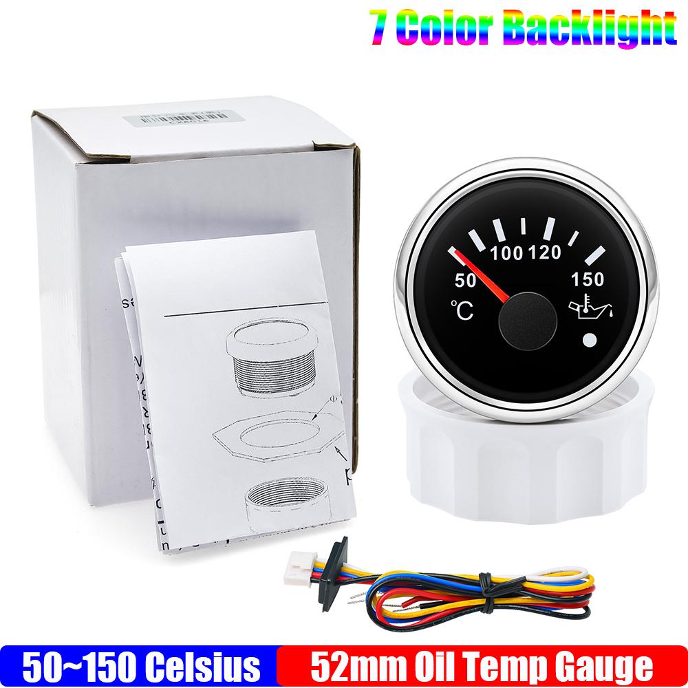 ZMFJH 7 Color Light Pointer 52MM Fuel Water Level Gauge Voltmeter Oil Pressure Meter Water Oil Temp Gauge with Alarm Optional
