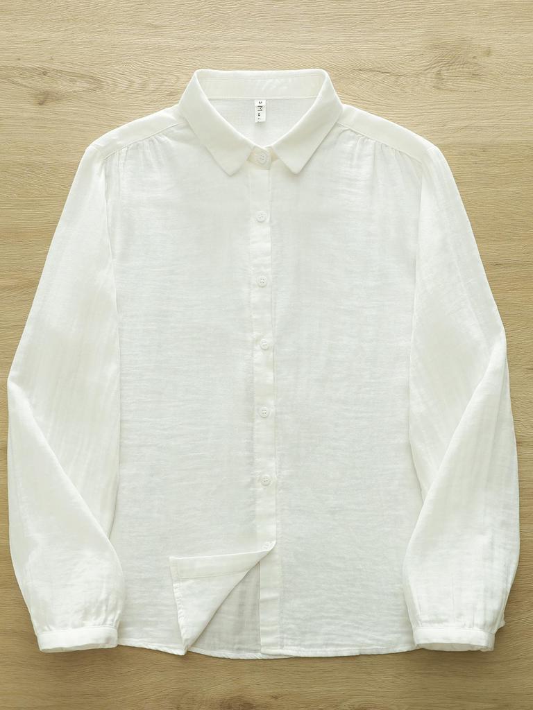 Women's Long Sleeve Lightweight Gauze Shirt - Soft, Breathable, and Slimming Top