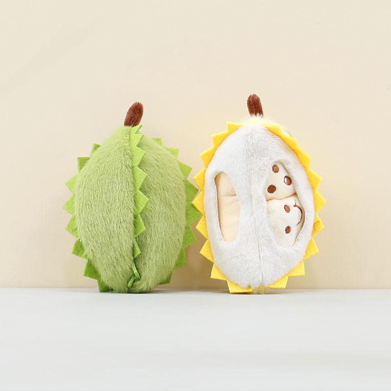 Durian Plush Keychain With Pp Cotton Filling Soft Short Fur For Bag Decor Gift