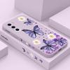 Capa de Celular Borboletas Roxas Para Huawei P40 P50 P30 P20 Pro Lite Nova 5t Y7A Mate 40 30 20 Pro Lite Capa de Silicone Líquido
