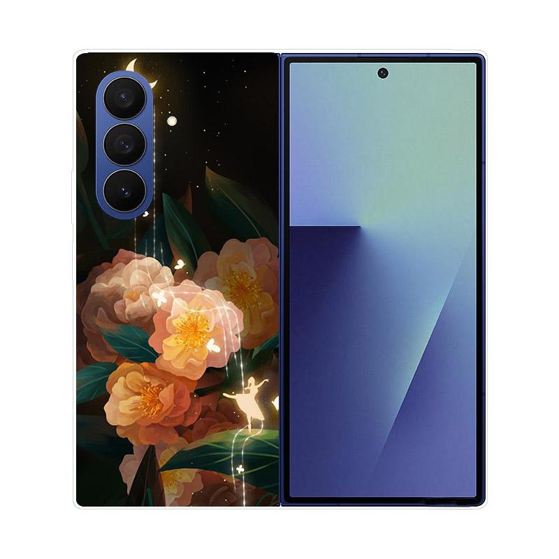 Luxury Transparent Hard PC Folding Phone Case For Samsung Galaxy Z Fold 7 6 5 4 ZFold 3 Fold7 Cases Fashion Painting Clear Cover