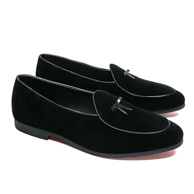 

Мужская обувь весна лето новая повседневная обувь мода set foot loafers тренд мужские маленькие кожаные loafers обувь H570 38 чёрный