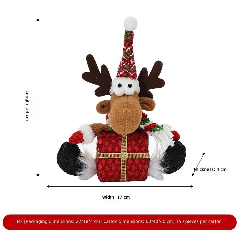 New Christmas Ornaments Santa Claus Reindeer Figurines Creative Gift Box Dolls Christmas Tree Pendants European