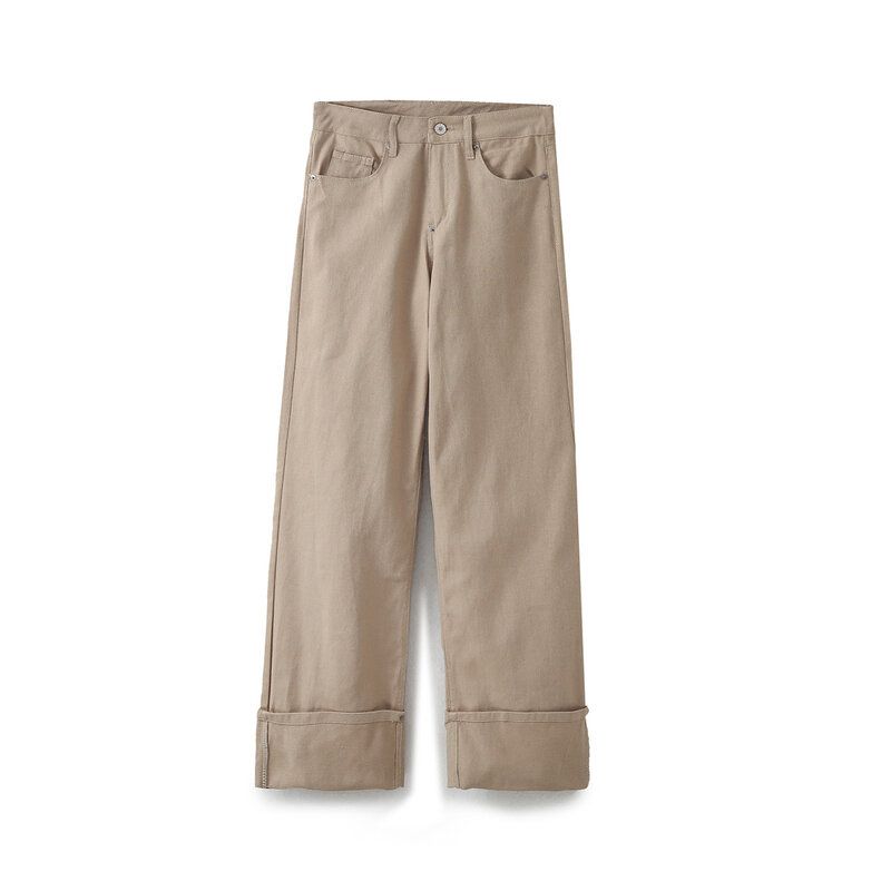 Fashion Style 2024 Spring New Arrival Women's Curling Trousers High Waist Colored Denim 6045038 704