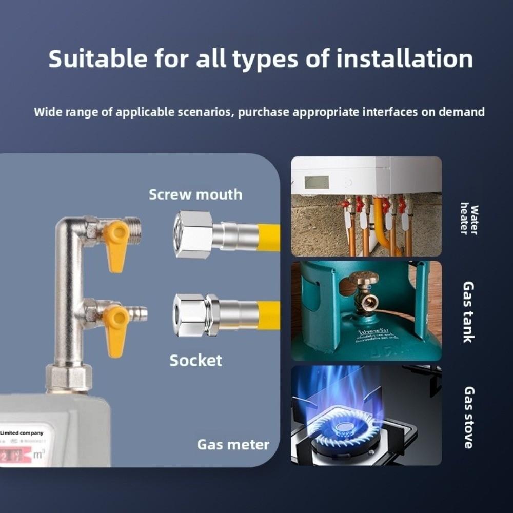 Explosion Proof Natural Gas Pipe Armored 0.5/1/1.5/2/2.5m Stove Gas Line Rodent Proof Flexible Steel Gas Dryer Hose Kit