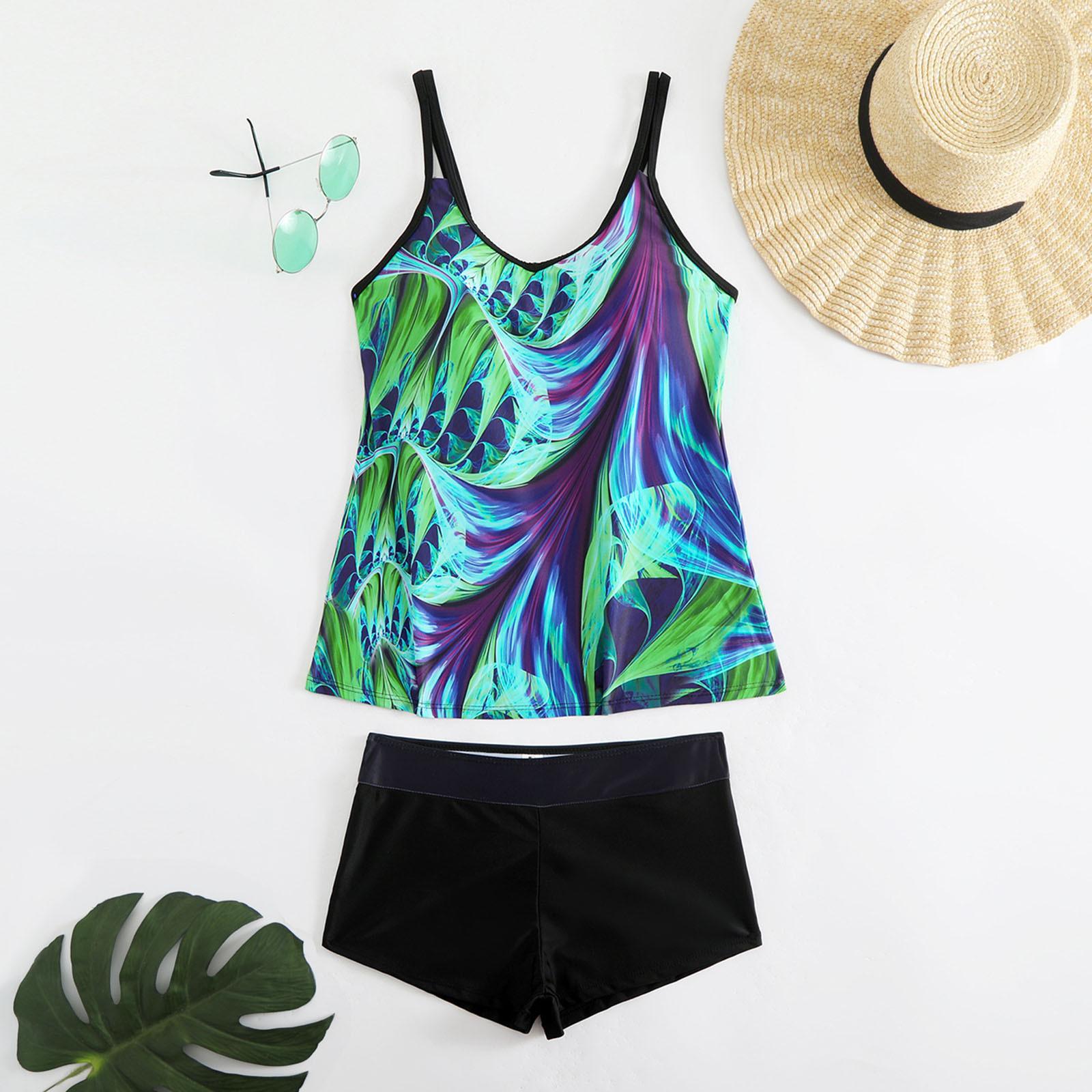 

Women s Two Piece Tankini Swimsuit Set with Built-in Bra and Skirt Style Bottoms Stretchy Fabric for Comfortable Fit and Support XL фіолетовий