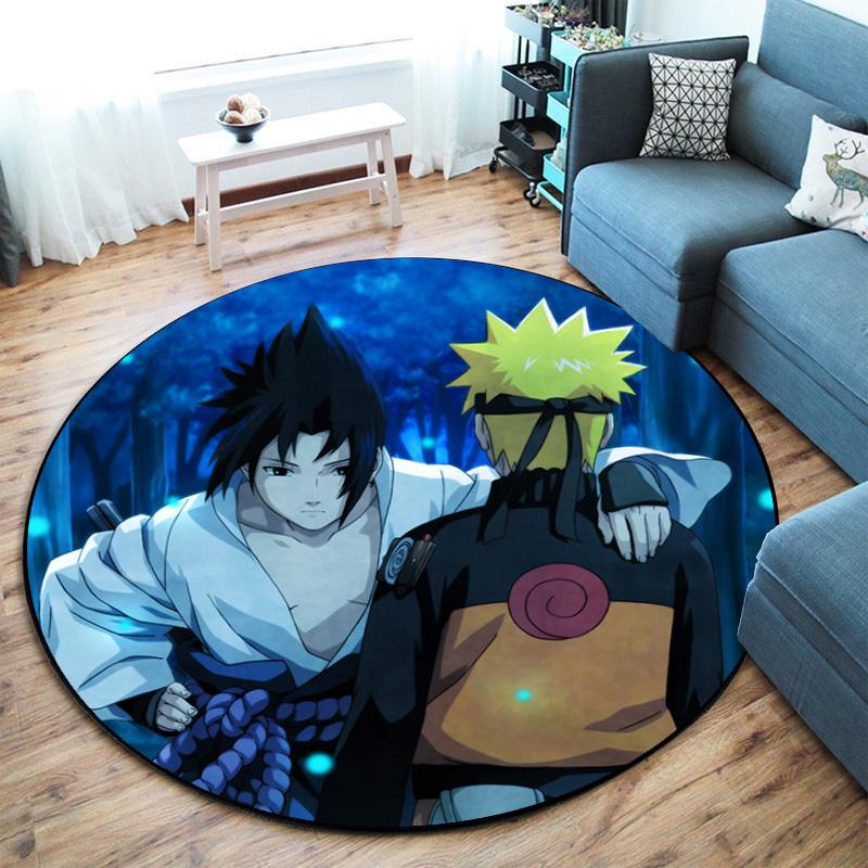Famous cartoon NARUTO protagonist Uzumaki Naruto round carpet soft home decoration anti-slip door mat outdoor picnic mat carpet M3