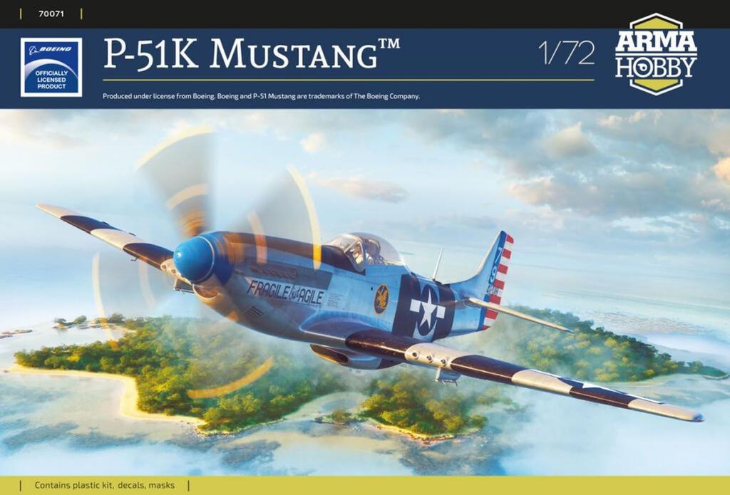 Arma Hobby Mustang Plastic Model Kit ADL70071 1/72 P-51K (Airplane)