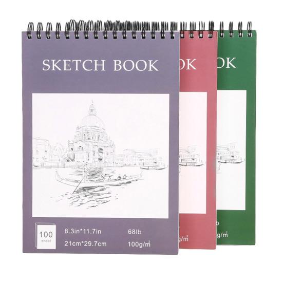 Sketch Book Spiral Wire Bound Hardcover 100 Sheets Acid Free No Bleed Thick Paper Artist Art Student Sketching Drawing Writing Sketchbook Art Supplies