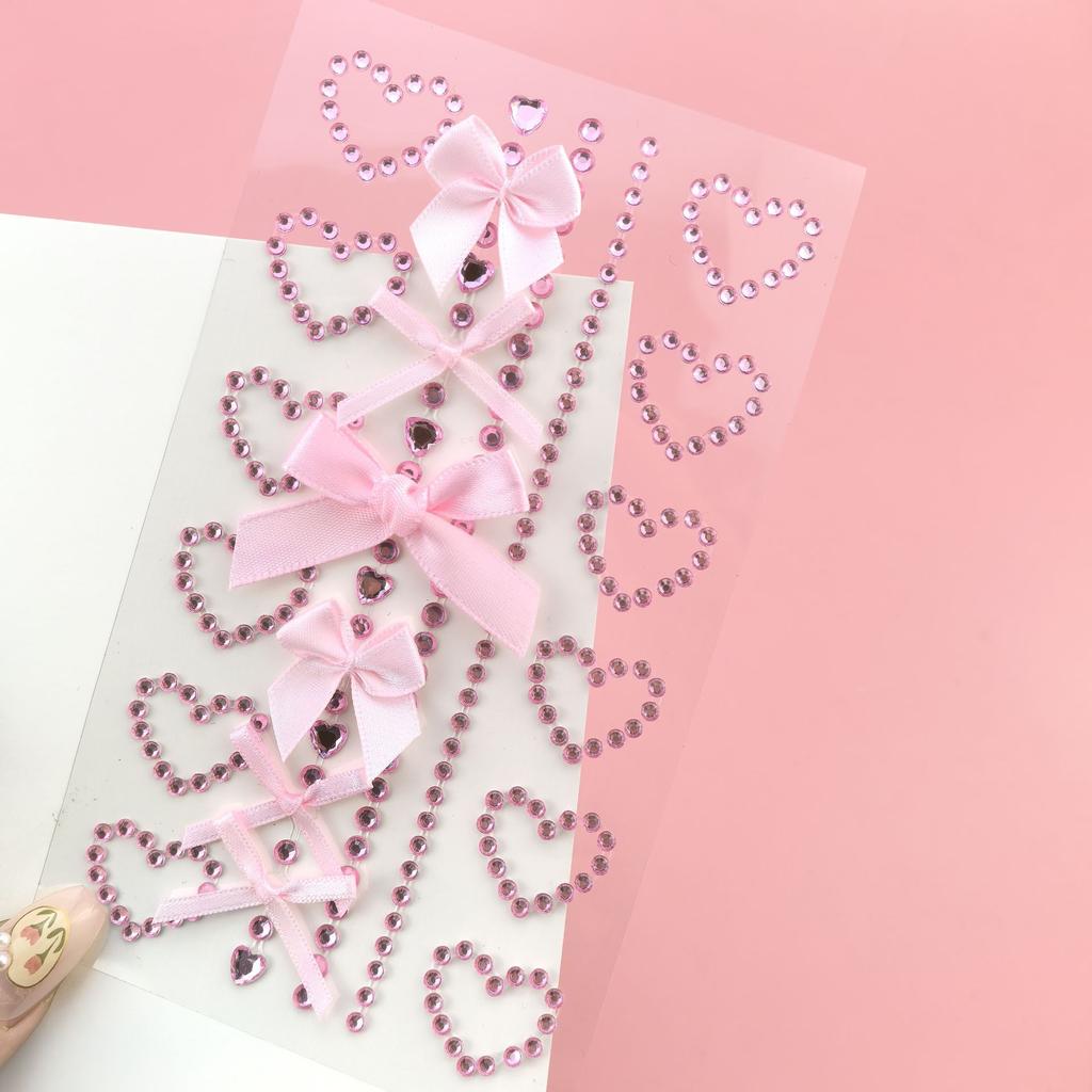 Tatuaggi Dolce Fiocco di Nastro Gioielli 3D Cristallo Diamante Adesivi per Tatuaggi Pendente Scintillante Artigianato Autoadesivi Cuori Arte Corpo Viso
