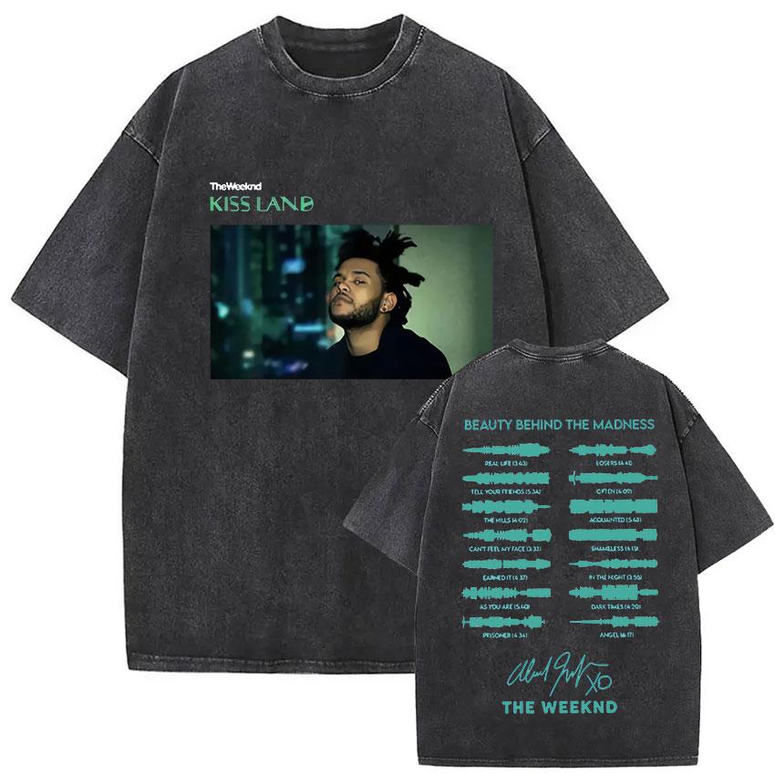 The Weeknd XO Tour Vintage Washed Tshirt Men and Women Summer Cotton YK Clothing Casual Fashion Round Neck Short Sleeved Tee
