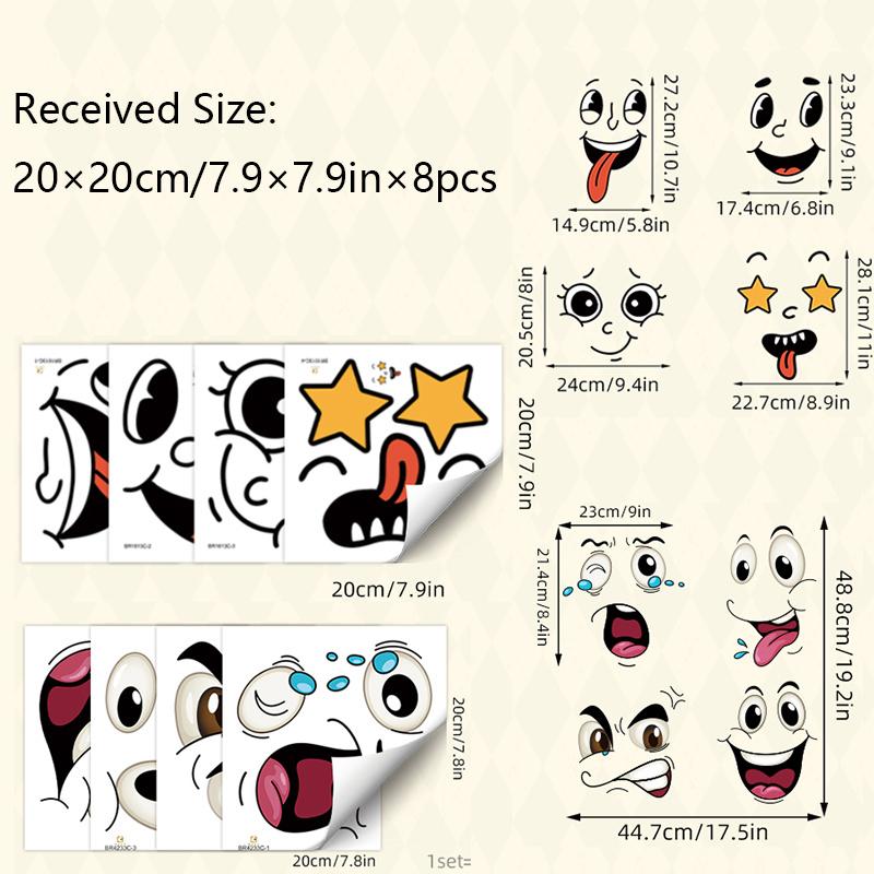 4/8pcs Funny Face Trash Can Stickers Vinyl Decals,Cute Garbage Bin Toilet Wall Car Cabinet Decor, Removable Adhesive Labels