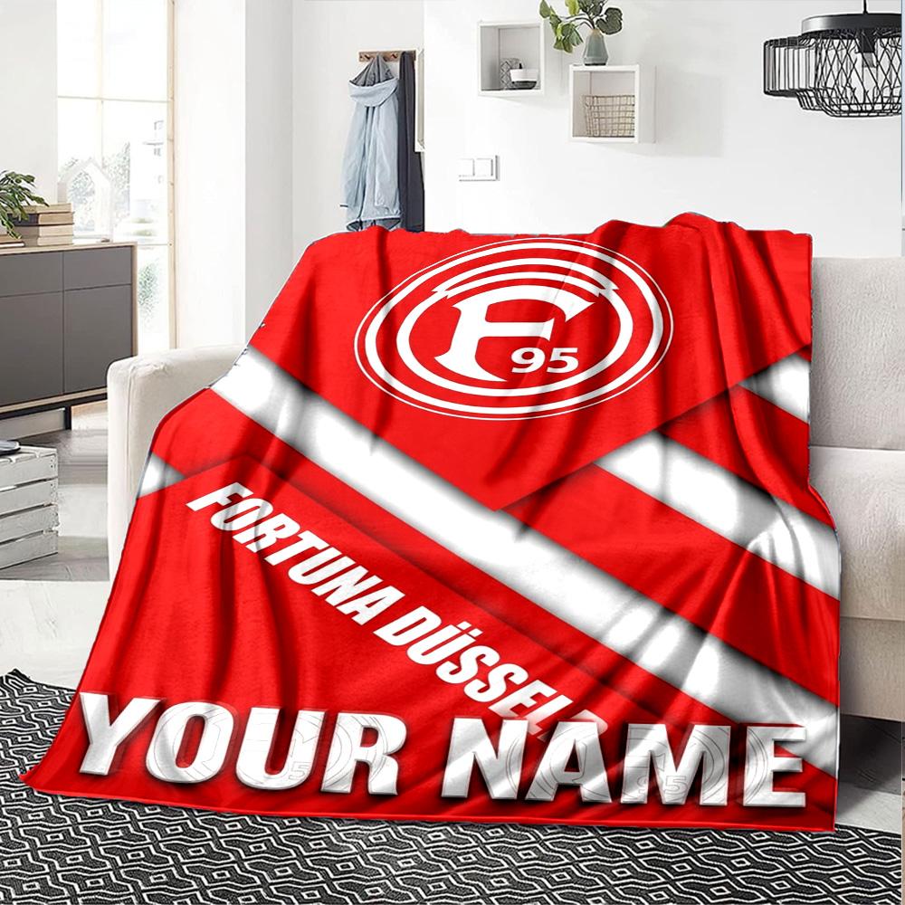 Name Custom Fortuna Düsseldorf Print Flannel Blanket High Quality Warm Comfortable Cover for All Seasons Perfect for Gifts Home Decor