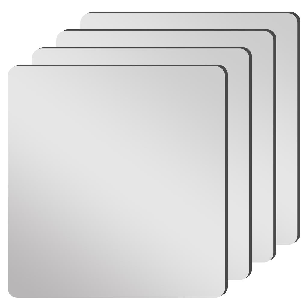 Pack of 4 Self Adhesive Acrylic Mirror Tiles DIY Wall Mirror for Bathroom Decorative Mirror Easy Installation Decors