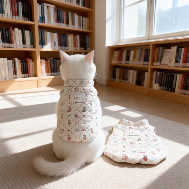 Korean version of autumn and winter dog warm cotton clothes pet vest jacket cute Schnauzer teddy than bear cat vest