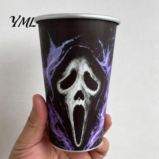 Gothic Style Metal Water Cup Thermochromic Color-Changing Cup, Horror Theme Cold Drink Spooky Prison Hand Design Mug Tumbler, Wide Mouth for Halloween