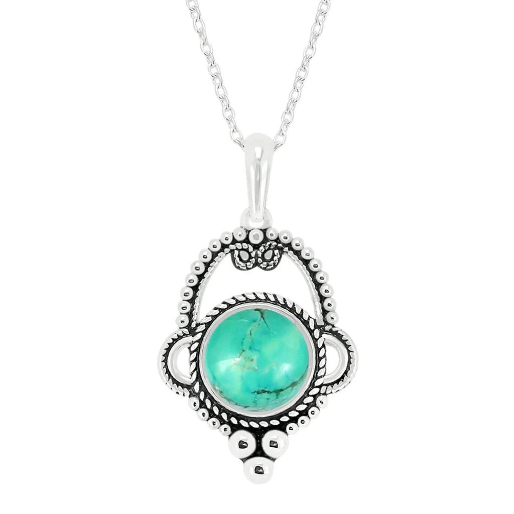 Natural Turquoise Pendant10 Mm Round Shape Turquoise Gemstone Handmade Teardrop Gifted Pendant