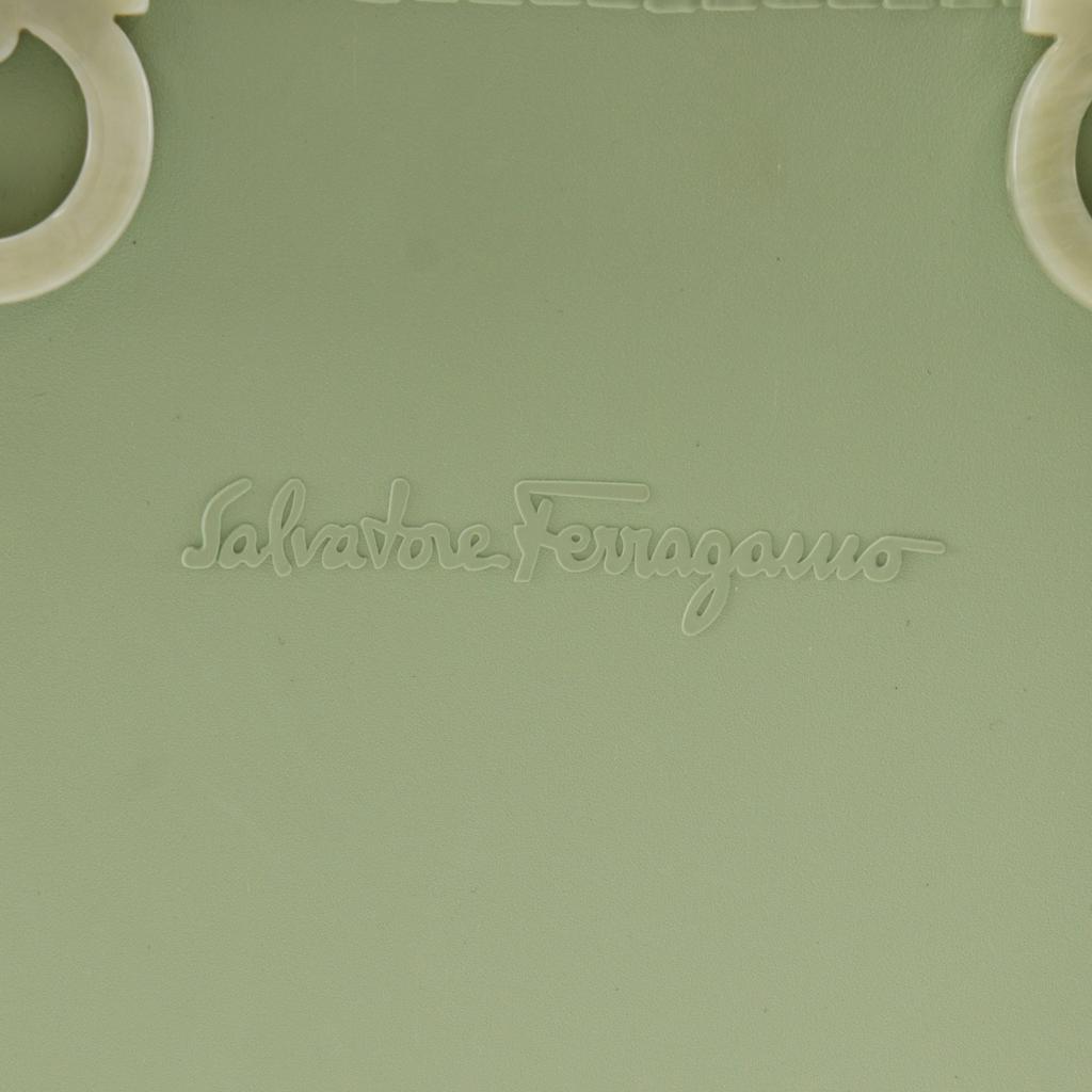 Salvatore Ferragamo Gancini Handbag 21 7144 Pastel green rubber Women Used