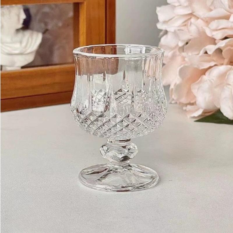 Creative Retro Engraved Glass Cups, Mini Fruit Wine Glasses, and Exquisite Tall Glasses