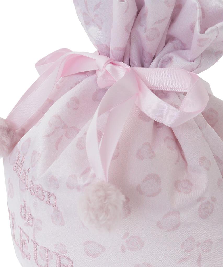 Maison de FLEUR Ribbon Leopard Print Drawstring Pouch, Light Pink, Size F, PouchDrawstring Bag, 08000554600