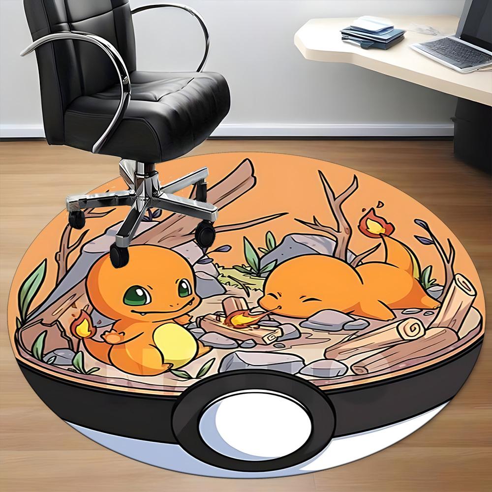 1pc Poke Ball Pokémon Charmander Office Round Area Rug,  Under Office Chairs Bedroom Living Room Home Decor a092