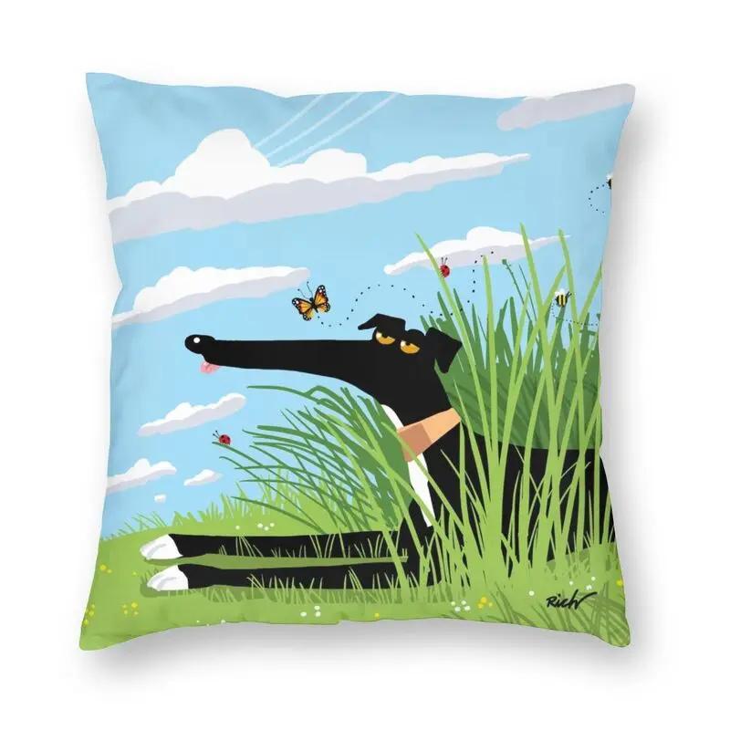 Cartoon Puppy Cushion Cover Sofa Home Decor Greyhound Square Pillow  Car    Moda