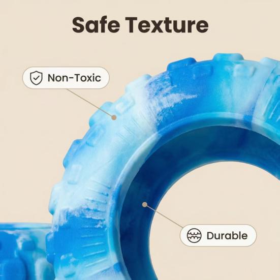 Interactive Dog Toy Tire Shape Textured Dog Chew Toy Teeth Cleaning Toy for Aggressive Chewers Tug-of-War Toss And Catch