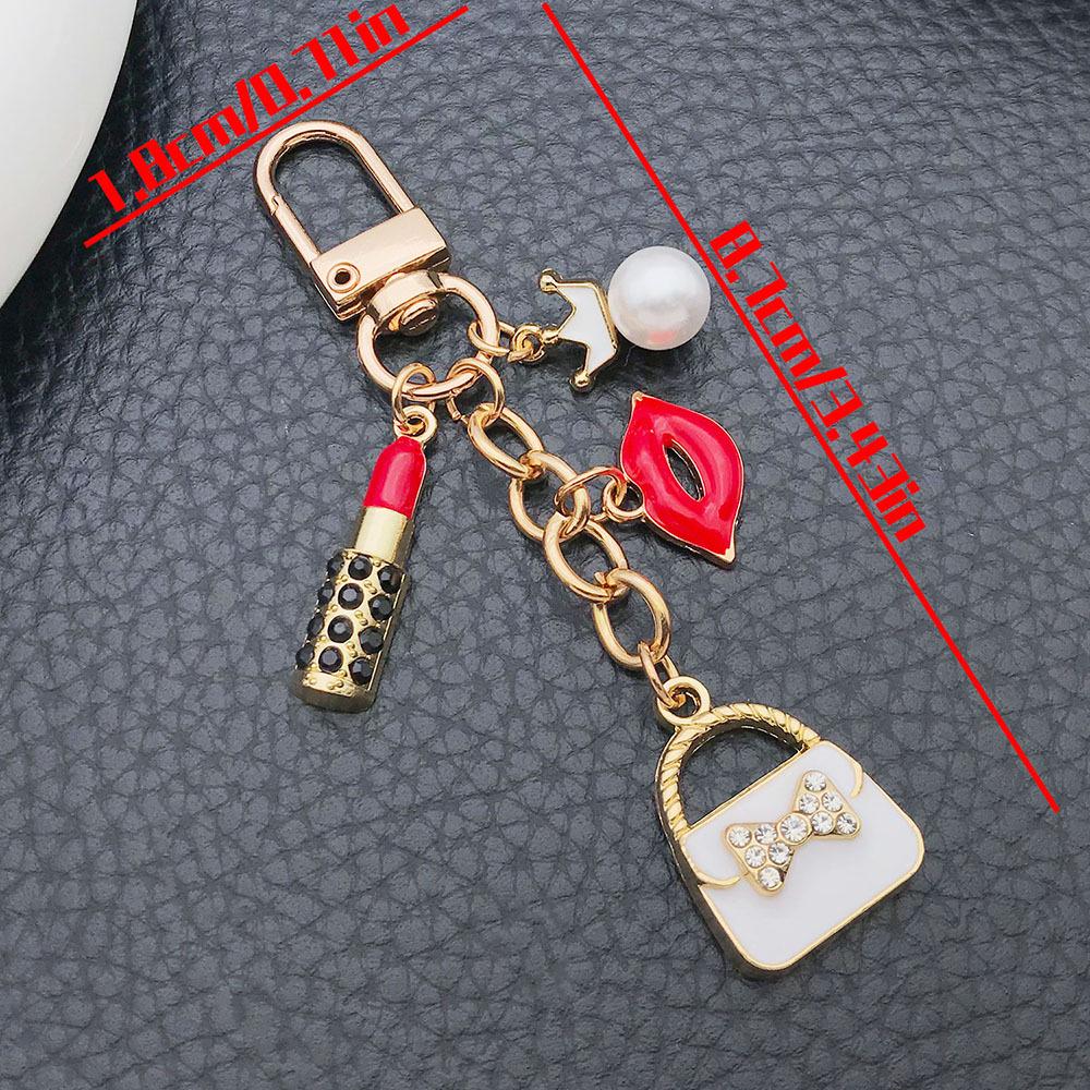 French Style Pearl Coin Purse Bag with Crown Pendant Keychain