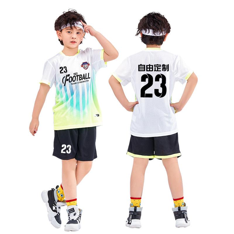 Children's Football Suit Boys Group Buying Primary School Sportswear Team Uniform Clothes Jersey Short Sleeves Comfortable and Quick Drying