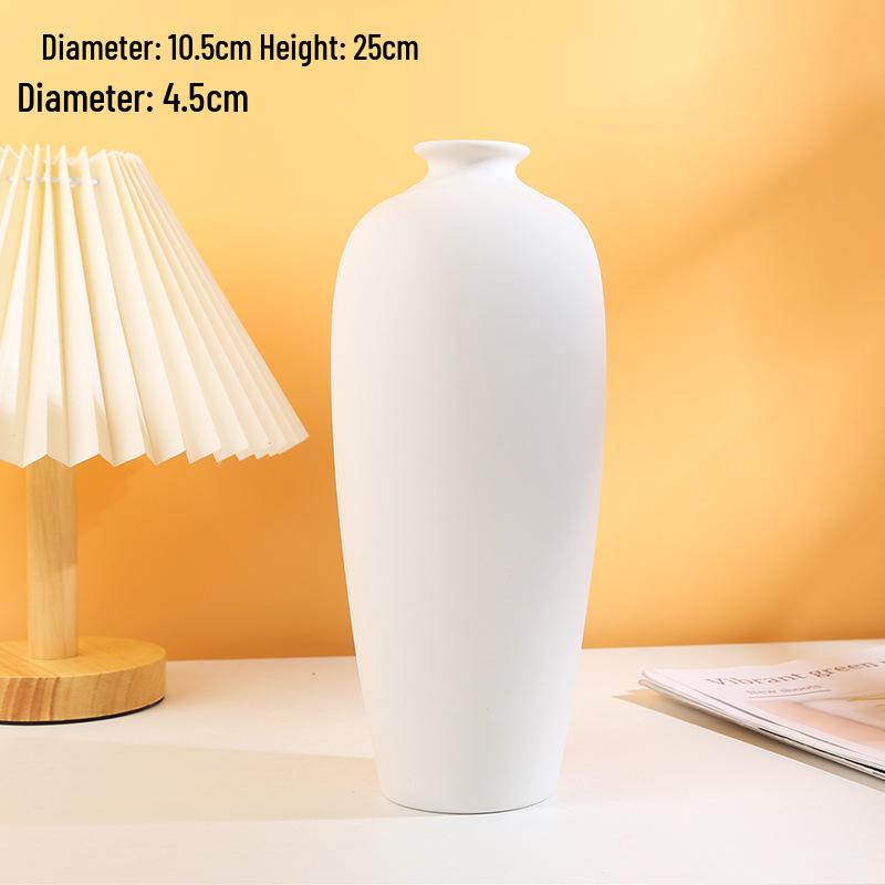 Nordic White Ceramic Vase for Fresh or Dried Flowers - Minimalist Living Room Decor