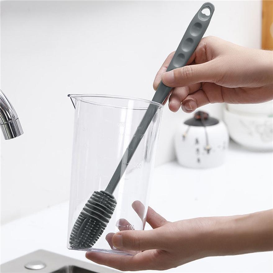 

5 шт., силиконовая щетка для мытья чашек, бытовая кухонная щетка для чистки бутылок с длинной ручкой