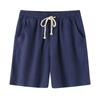 Men's Fashion Casual Solid Color Cotton Linen Shorts Tie Cotton Linen Shorts